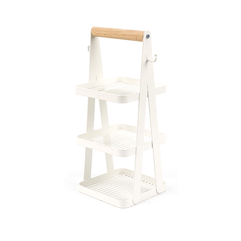 prenosný úložný kôš 3-vrstvová drevená rukoväť