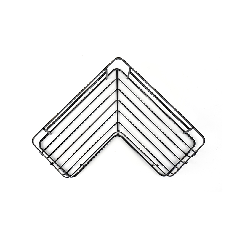 Čierna rohová sprcha Caddy na stenu z nehrdzavejúcej ocele