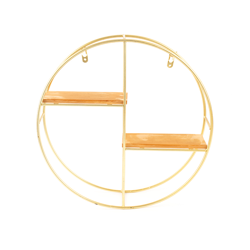 Zlatá okrúhla nástenná polica