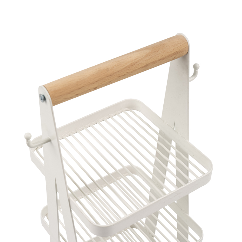 prenosný úložný kôš 3-vrstvová drevená rukoväť